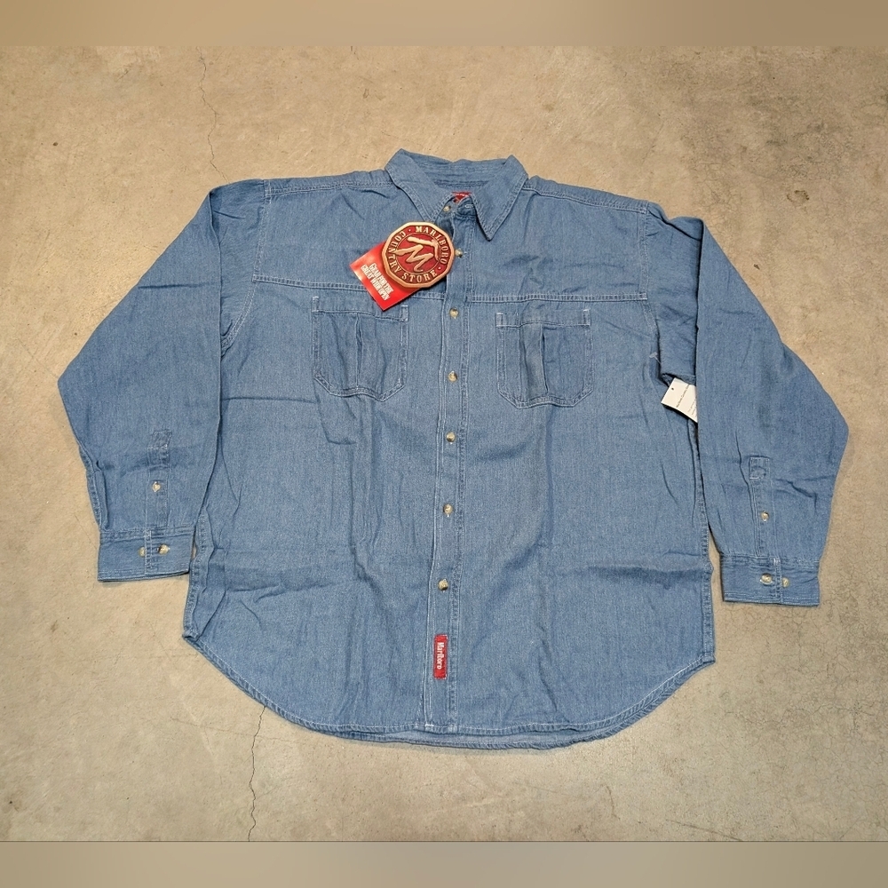 NWT VTG Deadstock Marlboro Country Store Denim Button Up Men's XL